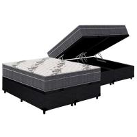 Cama Box Baú Queen: Colchão Anatômico Ortobom D33 / EP Airtech 100 + Base CRC Courano Black(158x198) - 1
