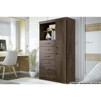 Cômoda de Quarto Marabá 1.6 c/ 1 Porta 2 Nichos e 6 Gavetas Ébano - Santos Andirá - 1