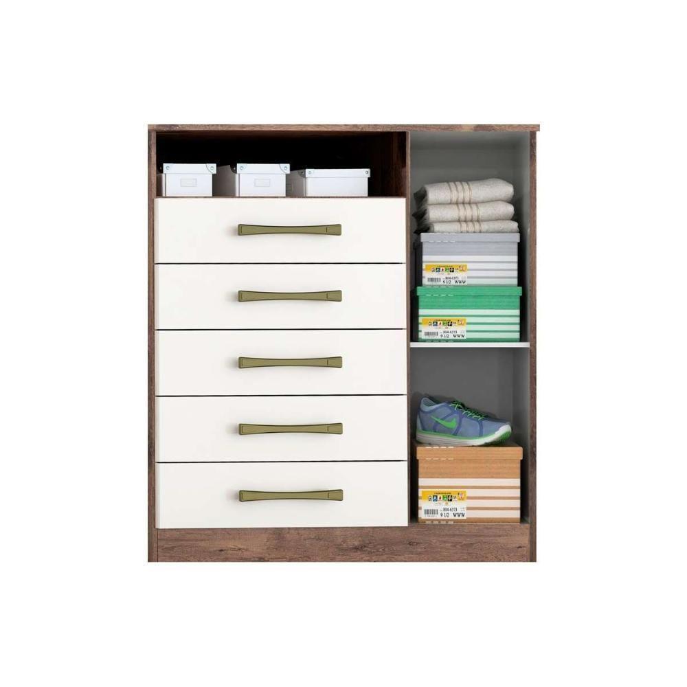 Cômoda de Quarto Madri c/ 1 Porta 1 Nicho e 5 Gavetas Branco - ACP - 4