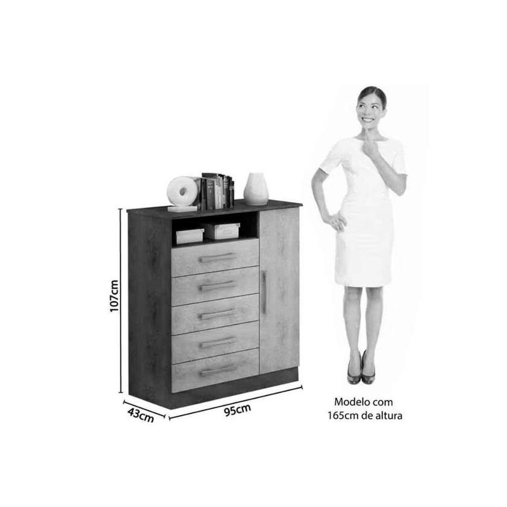 Cômoda de Quarto Madri c/ 1 Porta 1 Nicho e 5 Gavetas Branco - ACP - 6