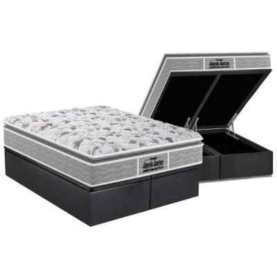 Cama Box Baú Queen: Colchão Anatômico Probel D45 / EP Guarda Costas PróExtreme Plus Pillow Top + Base CRC Suede Gray(158x198)