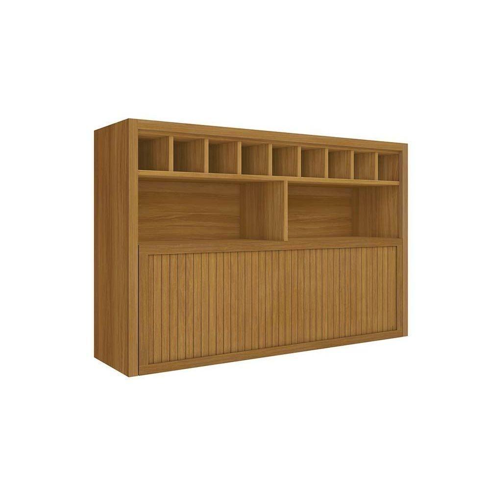 Armário Aéreo p/ Cozinha Baronesa 1 Porta Basculante c/ Adega e Nicho Ripado 120cm Freijó - Nesher - 1