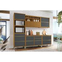 Armário Aéreo p/ Cozinha Baronesa 1 Porta Basculante c/ Adega e Nicho Ripado 120cm Freijó - Nesher - 2