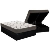 Cama Box Baú Queen: Colchão Espuma D45 Ortobom Light + Base CRC Suede Black(158x198) - 1