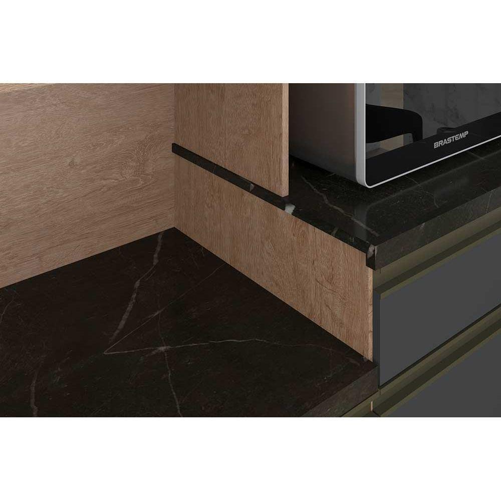 Cozinha Compacta Merlot Perfil c/ 9 Portas e 1 Gaveta Sevilha/Cinza - Ronipa - 3