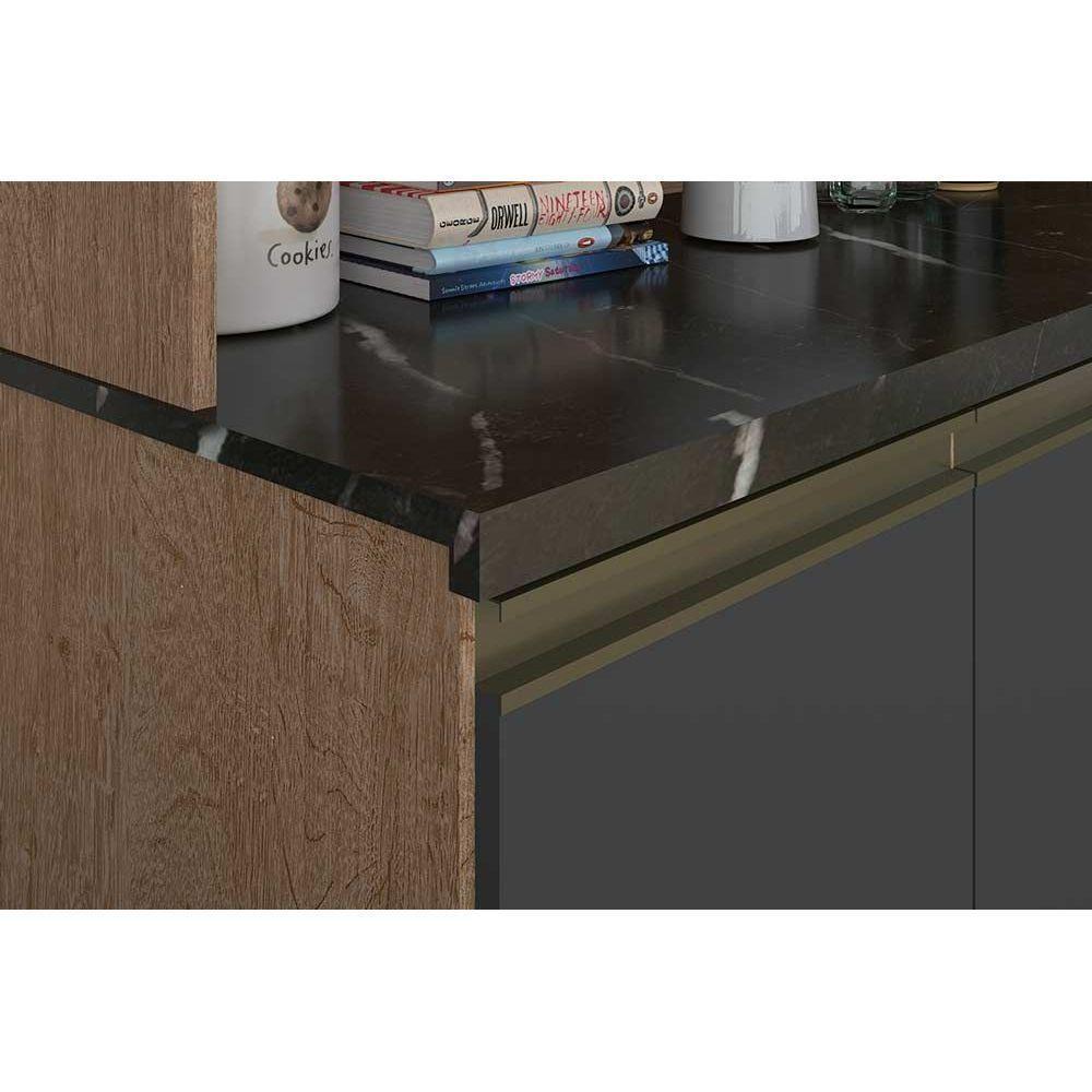 Cozinha Compacta Merlot Perfil c/ 9 Portas e 1 Gaveta Sevilha/Cinza - Ronipa - 5