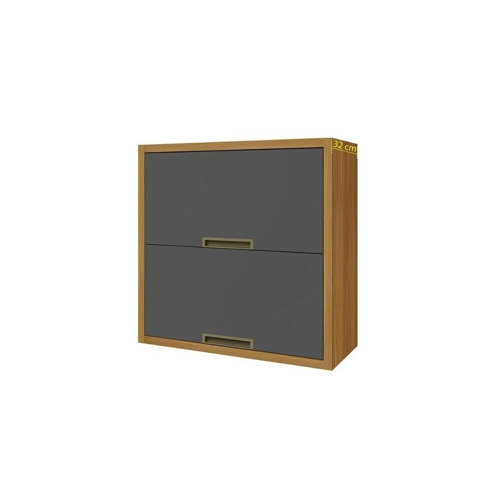 Armário Aéreo p/ Cozinha Imperatriz c/ 2 Portas Basculante 80cm Freijo/Grafite - Nesher - 1