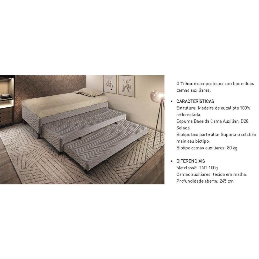 Cama Box Base c/2 Auxiliares Solteiro Universal Rústico Bordado Brown (88x188x32) - Paropas - 5