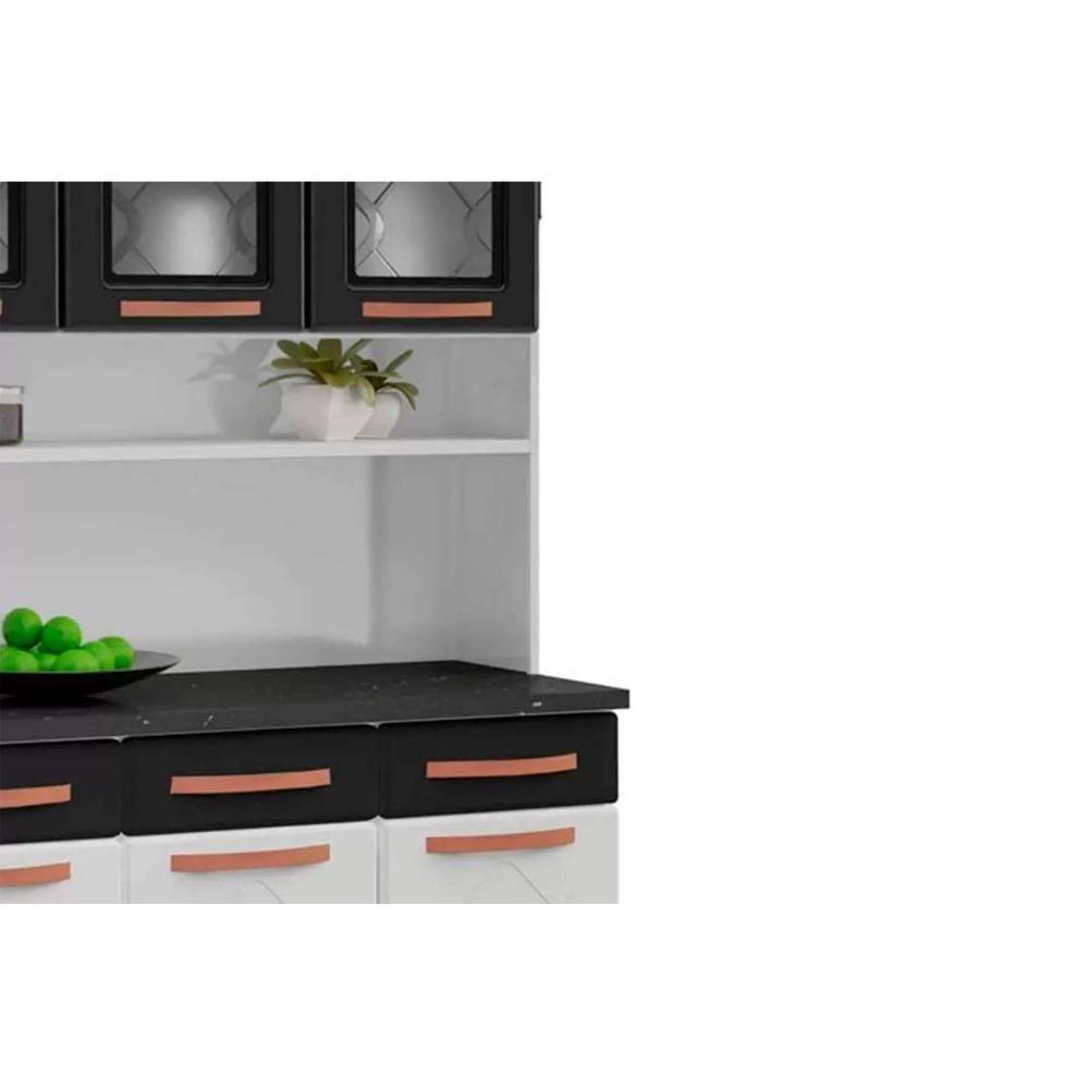 Kit de Cozinha Compacta Mirage New Aço 6 Portas e 3 Gavetas 120cm Branco/Preto - Telasul - 7