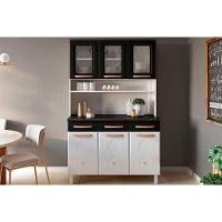 Kit de Cozinha Compacta Mirage New Aço 6 Portas e 3 Gavetas 120cm Branco/Preto - Telasul - 1