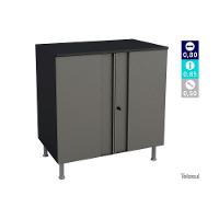 Balcão Multiuso p/Área Serviço Multibox Aço 2 Portas c/Chave c/Tampo 80cm Preto/Cinza - Telasul