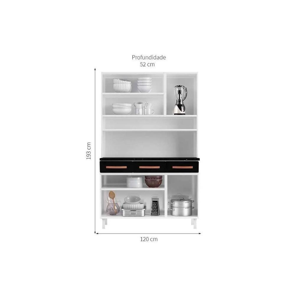 Kit de Cozinha Compacta Mirage New Aço 6 Portas e 3 Gavetas 120cm Branco - Telasul - 4