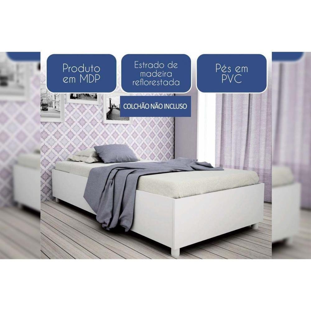 Cama Solteiro Mônaco Branco/Neve - Tcil Móveis - 6