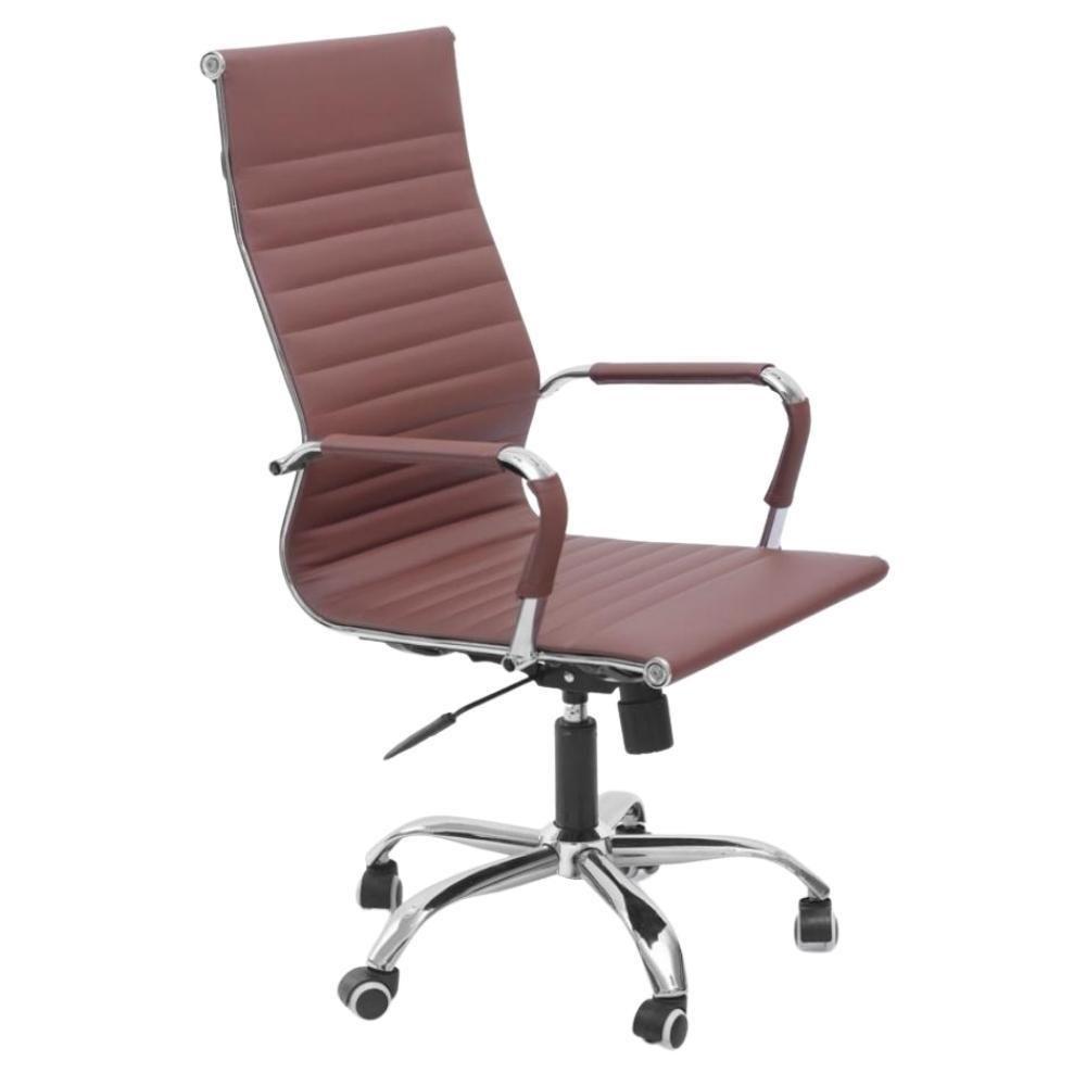 Cadeira De Escritório Esteirinha Base Cromada Com Rodinha Fortt Praga Marrom - Cef02-m - 1
