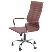 Cadeira De Escritório Esteirinha Base Cromada Com Rodinha Fortt Praga Marrom - Cef02-m - 5