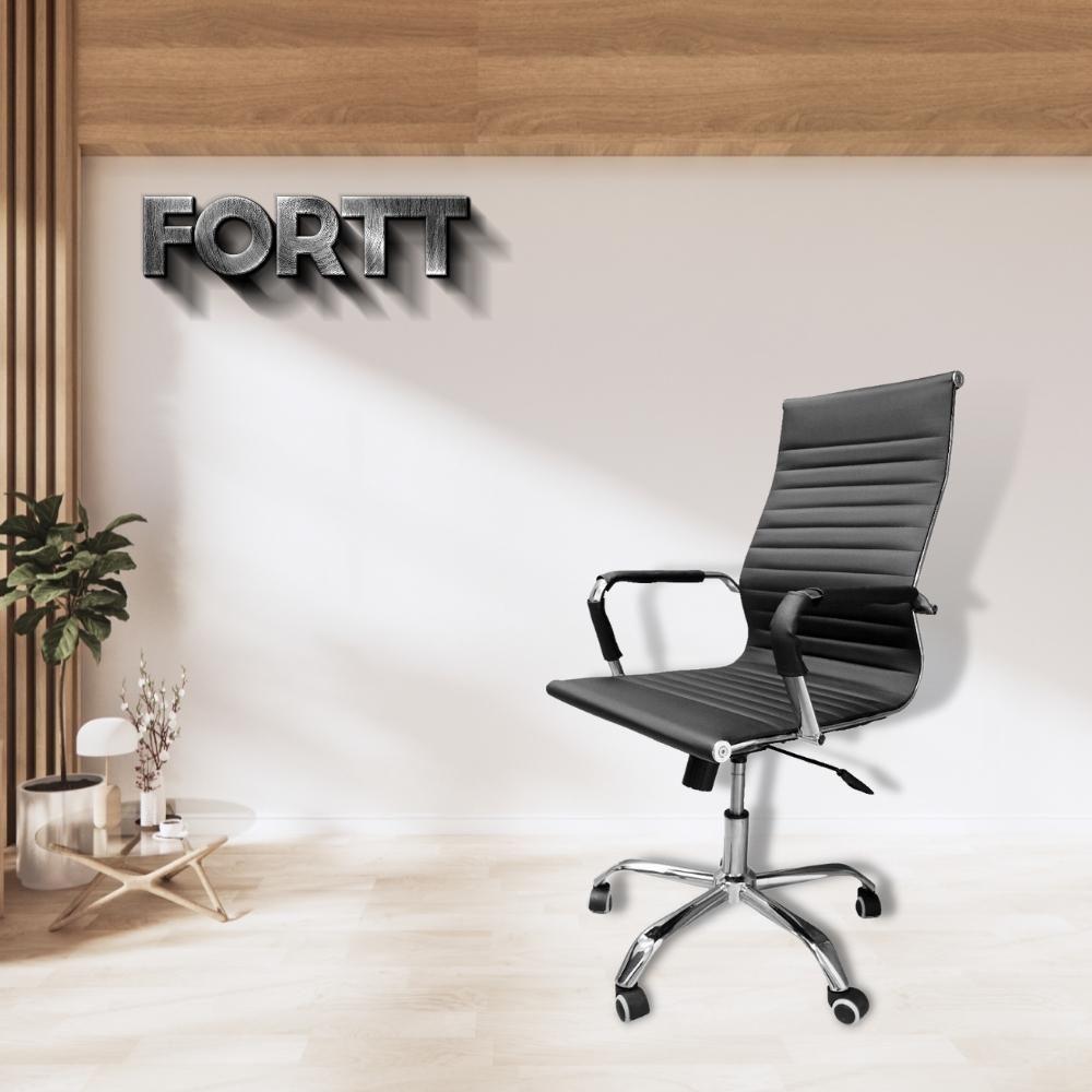 Cadeira De Escritório Esteirinha Base Cromada Com Rodinha Fortt Oslo Preta - Cef03-p - 2