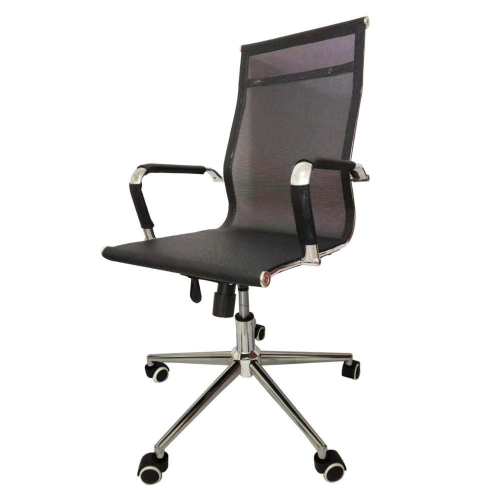 Cadeira De Escritório Esteirinha Tela Mesh Base Cromada Com Rodinha Fortt Salta Preta - Cef04-p - 1