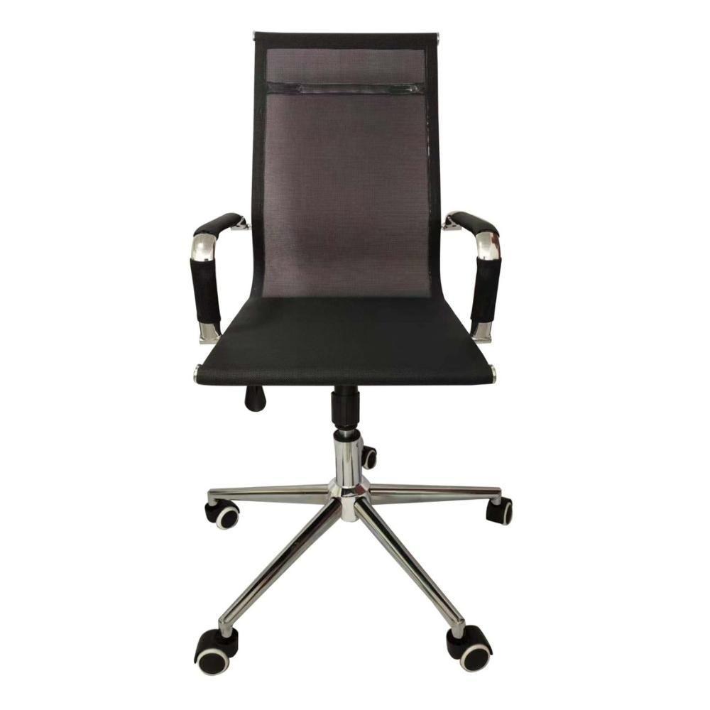 Cadeira De Escritório Esteirinha Tela Mesh Base Cromada Com Rodinha Fortt Salta Preta - Cef04-p - 5