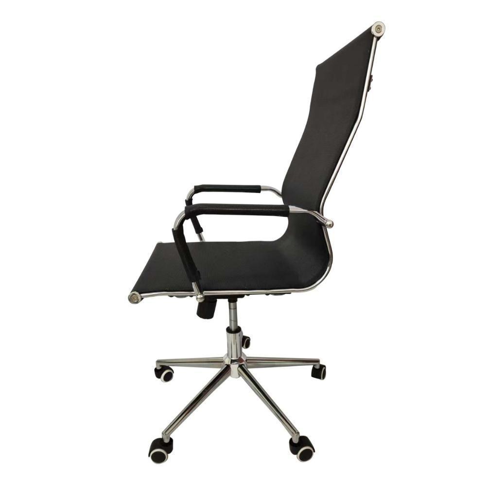 Cadeira De Escritório Esteirinha Tela Mesh Base Cromada Com Rodinha Fortt Salta Preta - Cef04-p - 6