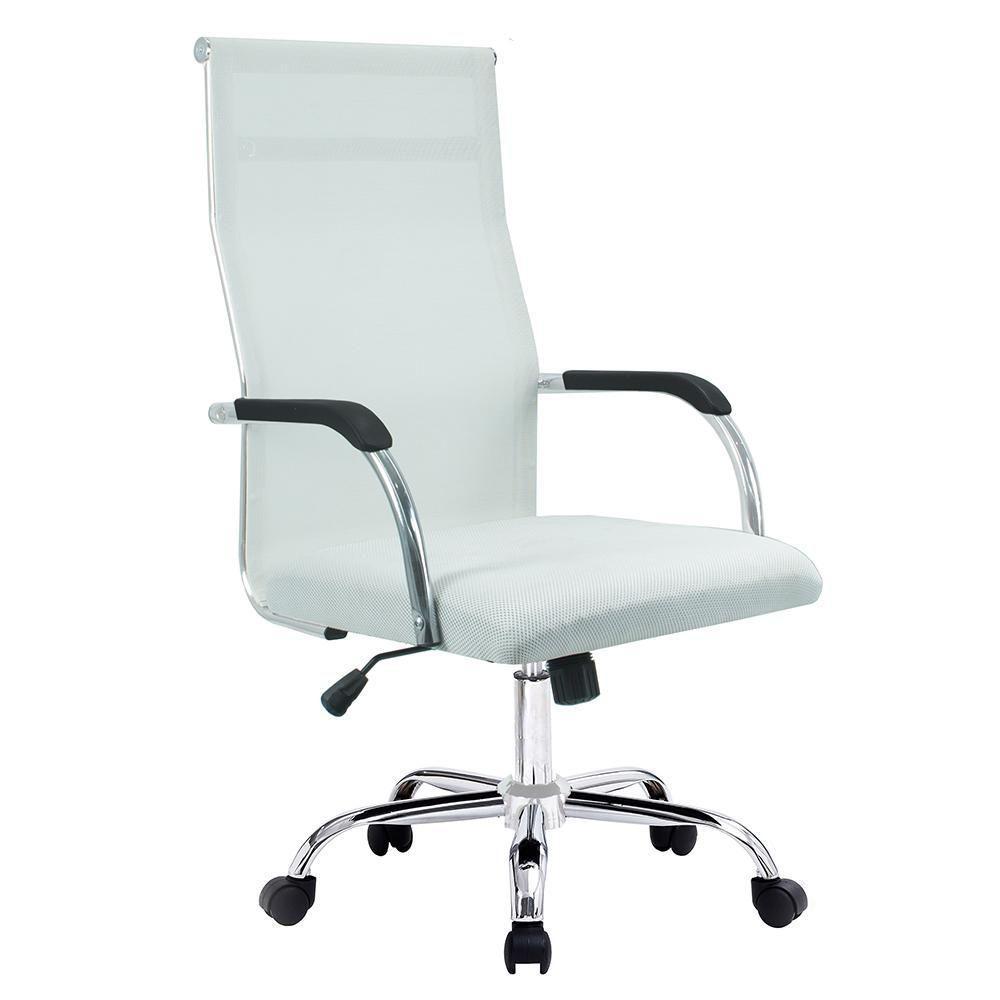 Cadeira De Escritório Esteirinha Tela Mesh Base Cromada Com Rodinha Fortt Salta Branca - Cef04-p - 5