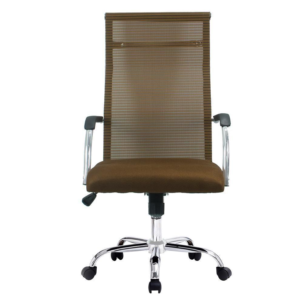Cadeira De Escritório Esteirinha Tela Mesh Base Cromada Com Rodinha Fortt Salta Marrom - Cef04-p - 1
