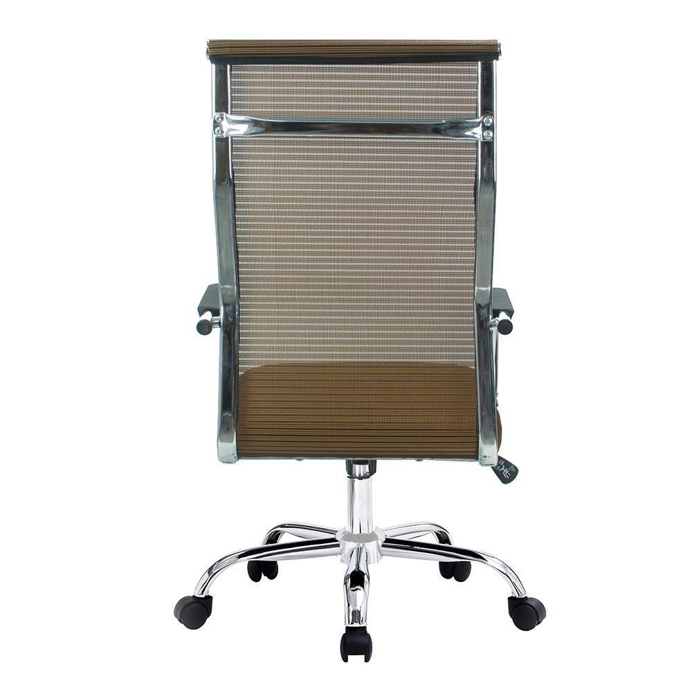 Cadeira De Escritório Esteirinha Tela Mesh Base Cromada Com Rodinha Fortt Salta Marrom - Cef04-p - 4