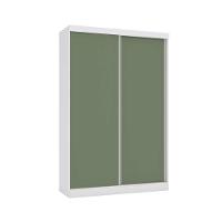 Guarda Roupa Solteiro 2 Portas de Correr e 2 Gavetas N571 Branco/Verde Oliva - Kappesberg - 1