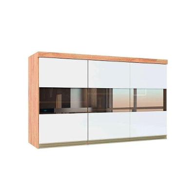 Armário Aéreo p/ Cozinha Chardonnay 3 Portas c/ Vidro Reflecta120cm Castanho/Branco - Ronipa