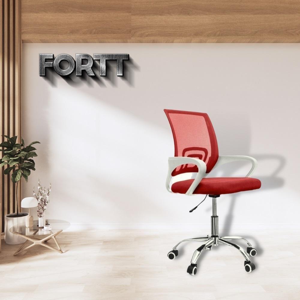Cadeira De Escritório Secretária Base Cromada Com Rodinha Fortt Lisboa Vermelha - Csf02-v - 3