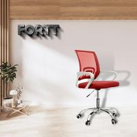 Cadeira De Escritório Secretária Base Cromada Com Rodinha Fortt Lisboa Vermelha - Csf02-v - 3