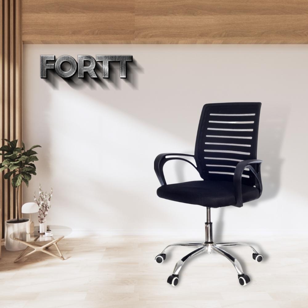 Cadeira De Escritório Secretária Com Base Cromada Com Rodinha Fortt Braga Preta - Csf04-p - 4