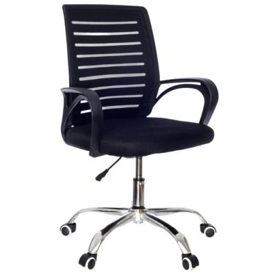 Cadeira De Escritório Secretária Com Base Cromada Com Rodinha Fortt Braga Preta - Csf04-p