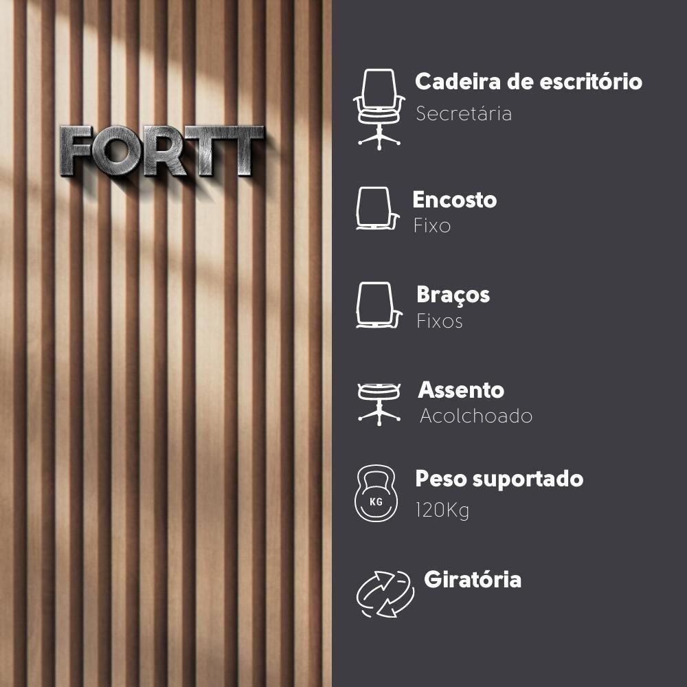 Cadeira De Escritório Secretária Base Cromada Com Rodinha Fortt Roma Preta - Csf06-p - 5