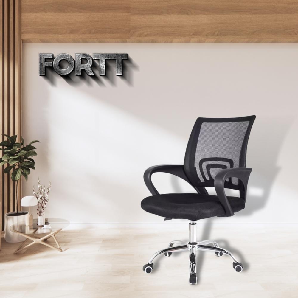 Cadeira De Escritório Secretária Base Cromada Com Rodinha Fortt Roma Preta - Csf06-p - 6