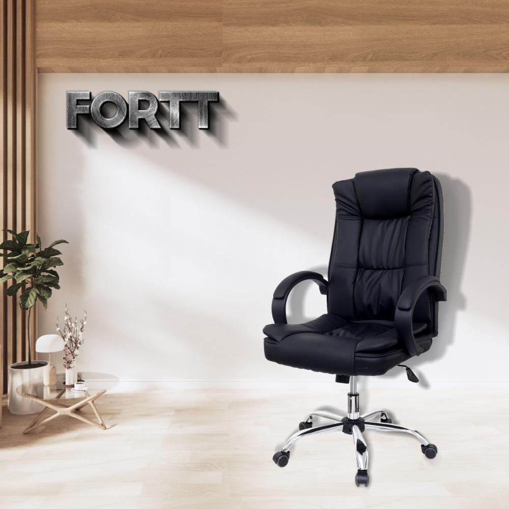 Cadeira De Escritório Presidente Base Cromada Com Rodinha Fortt Lille Preta - Cpf12-p - 2