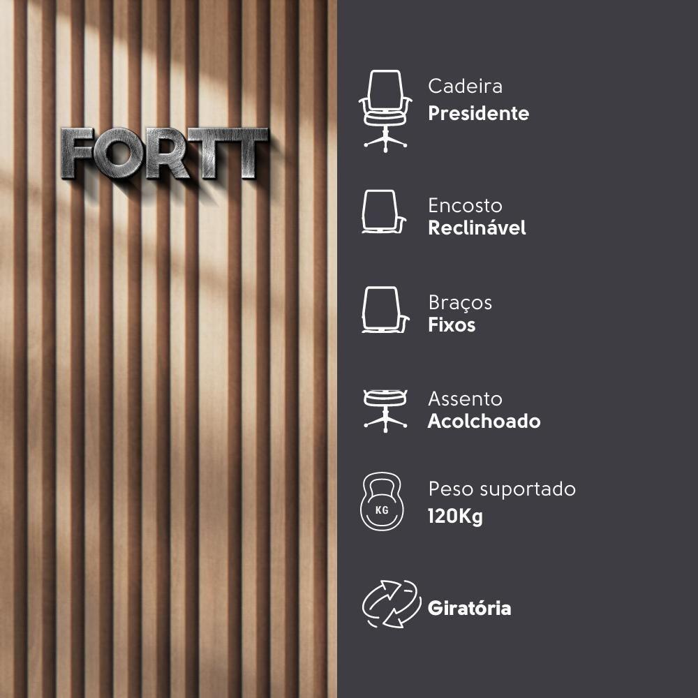 Cadeira De Escritório Presidente Base Cromada Com Rodinha Fortt Lille Preta - Cpf12-p - 4