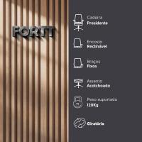 Cadeira De Escritório Presidente Base Cromada Com Rodinha Fortt Lille Preta - Cpf12-p