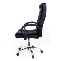 Cadeira De Escritório Presidente Base Cromada Com Rodinha Fortt Lille Preta - Cpf12-p - 6