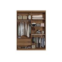 Guarda Roupa Solteiro 4 Portas e 2 Gavetas c/ Espelho Buriti jatoba/Areia - Santos Andirá - 3