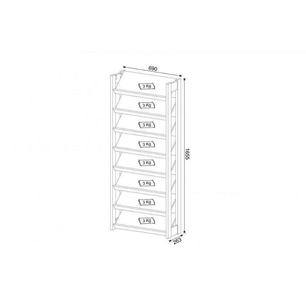 Armário Sapateira Quarto 8 Prats AZ1006 Branco/Nogal - Tecno Mobili - 3