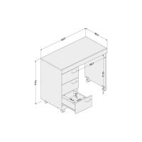 Escrivaninha p/ Escritório Osaka c/ 3 Gavetas e Rodízios Branco - Politorno - 4
