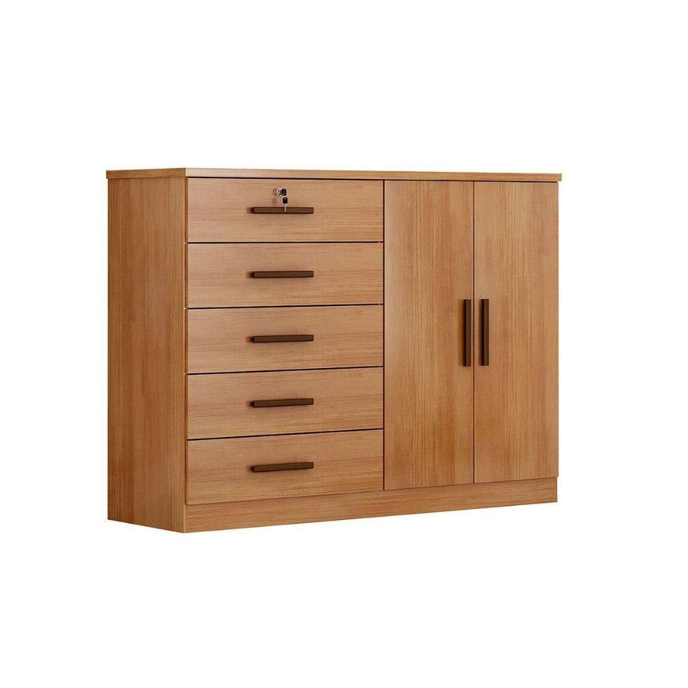 Cômoda de Quarto Space c/ 2 Portas e 5 Gavetas Freijo Cumaru - Novo Horizonte - 1