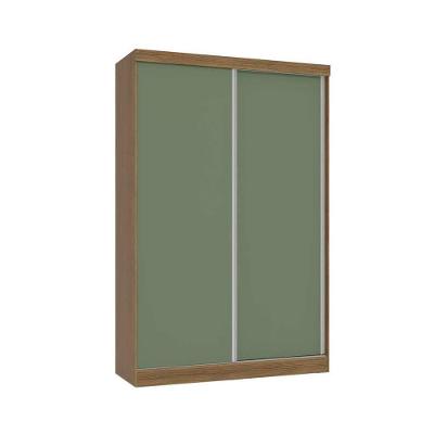 Guarda Roupa Solteiro 2 Portas de Correr e 2 Gavetas N571 Nogueira/Verde Oliva - Kappesberg