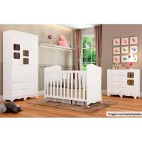 Cômoda Infantil Uli c/ 1 Porta Cristal e 4 Gavetas Branco - Peroba - 2