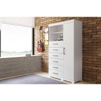 Cômoda de Quarto Marabá 1.6 c/ 1 Porta 2 Nichos e 6 Gavetas c/ Pés Branco - Santos Andirá - 1