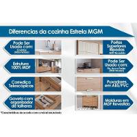 Armário Aéreo p/ Cozinha Estela c/3Nichos e 1 Porta Basculante Ripada 120 cm Freijo/Off White - MGM - 3