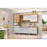 Armário Aéreo p/ Cozinha Burguesa 2 Portas c/ Adega e 3 Nichos 120cm Freijo/Grafite - Nesher - 2