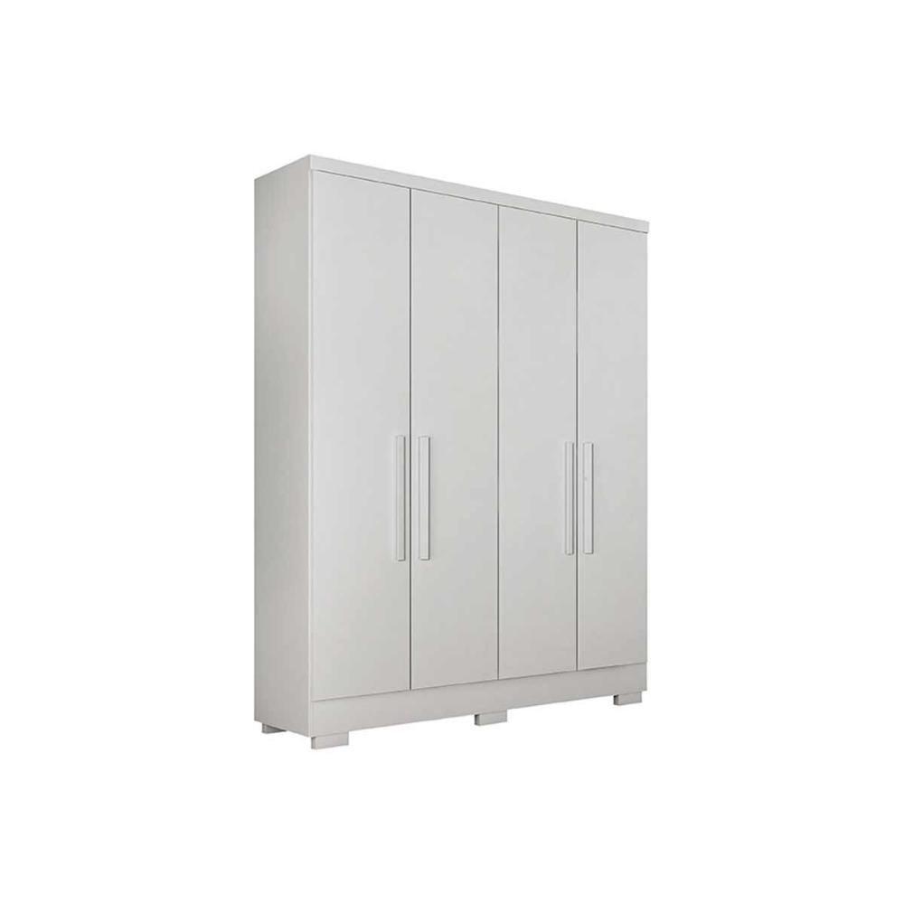 Guarda Roupa Solteiro 4 Portas e 2 Gavetas c/Pés Milly Branco - Novo Horizonte - 1