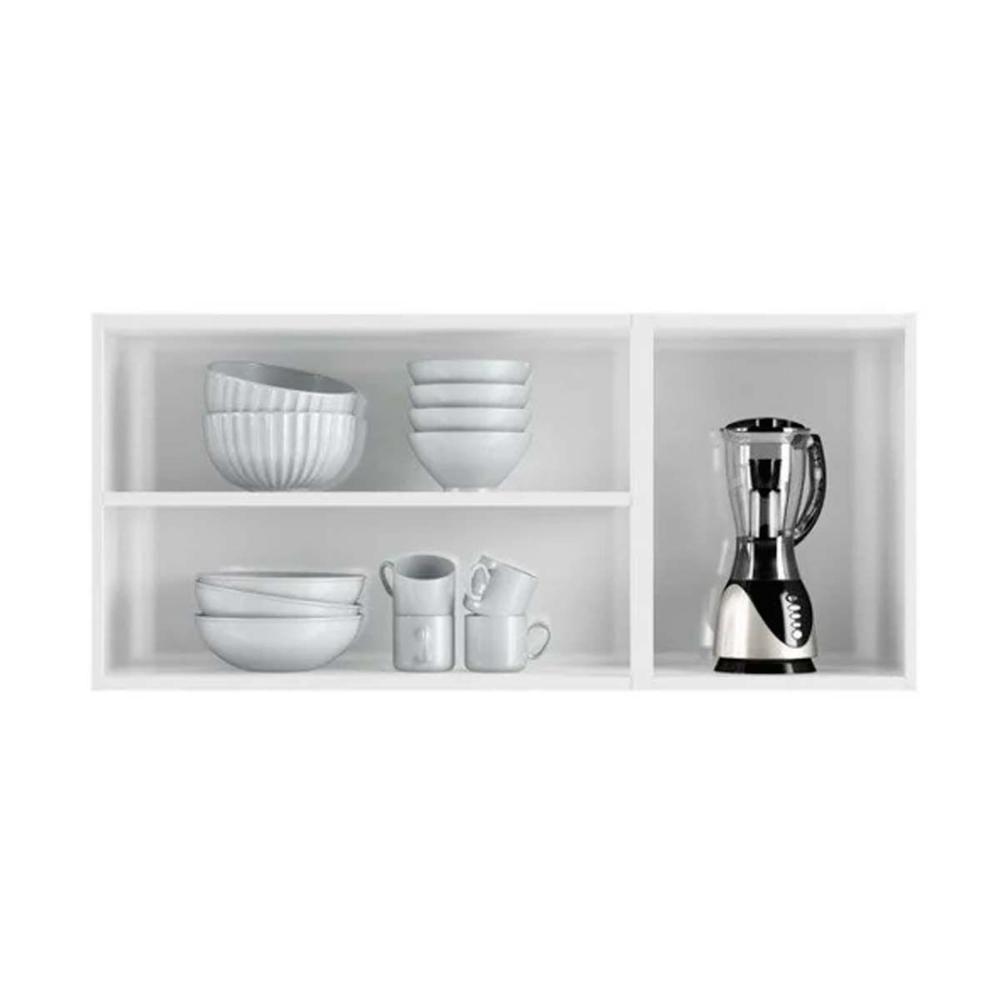 Armário Aéreo p/ Cozinha Mirage New Aço 3 Portas c/Vidro 120cm Branco/Preto - Telasul - 4