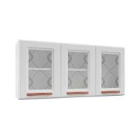 Armário Aéreo p/ Cozinha Mirage New Aço 3 Portas c/Vidro 120cm Branco/Preto - Telasul - 6